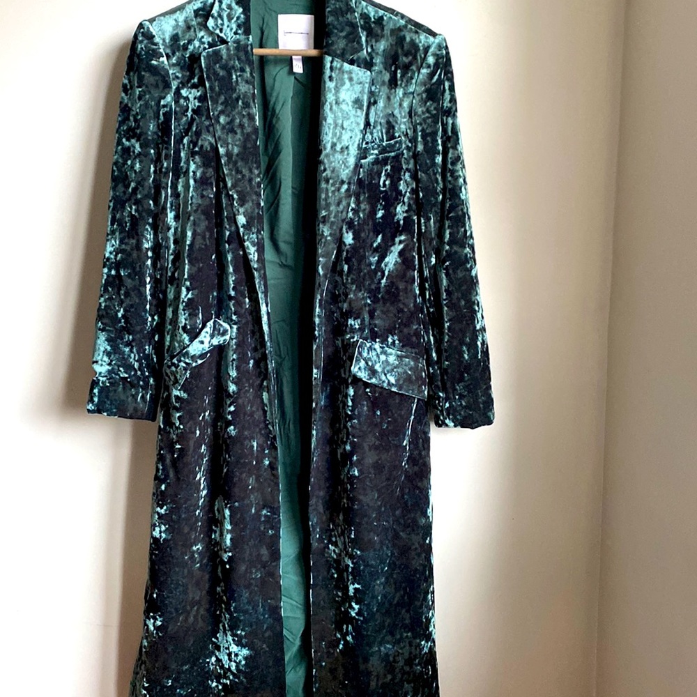 Velvet green long jacket